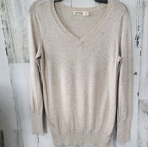 V-neck Lightweight Sweater Heathered Tan
